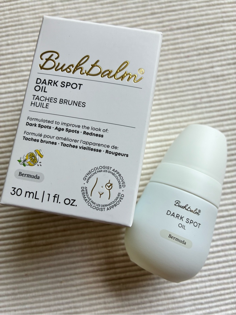 BushBalm Dark Spot Oil
Scent:  Bermuda